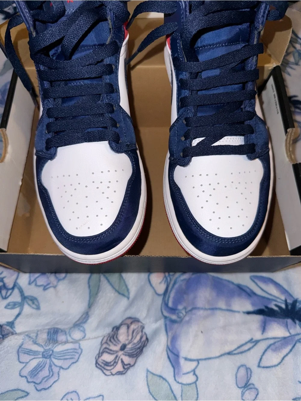 Jordan 1 Low Men's Sneakers - Navy/White/Red